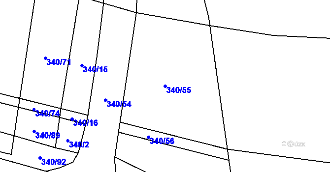Parcela st. 340/55 v KÚ Jiřice u Humpolce, Katastrální mapa