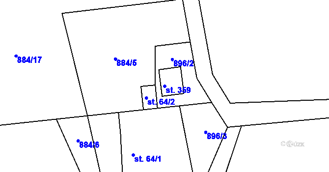Parcela st. 359 v KÚ Jiřice u Humpolce, Katastrální mapa