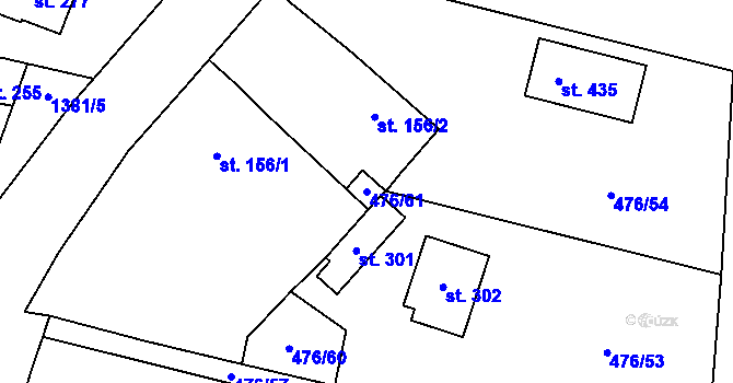 Parcela st. 476/61 v KÚ Jiřice u Humpolce, Katastrální mapa