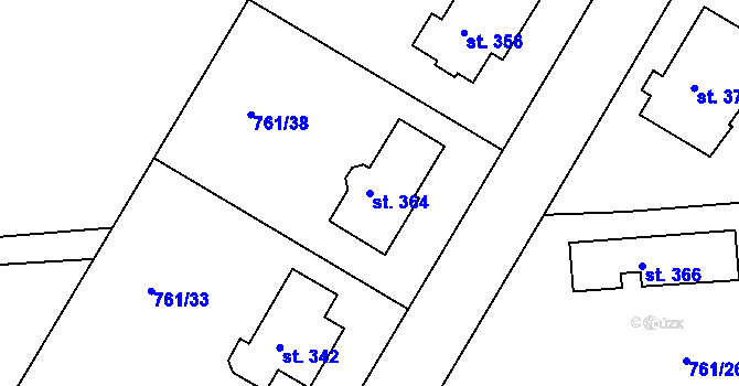 Parcela st. 364 v KÚ Jiřice u Humpolce, Katastrální mapa