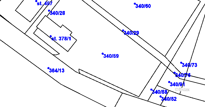 Parcela st. 340/59 v KÚ Jiřice u Humpolce, Katastrální mapa