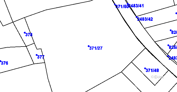 Parcela st. 371/27 v KÚ Jiřice u Humpolce, Katastrální mapa