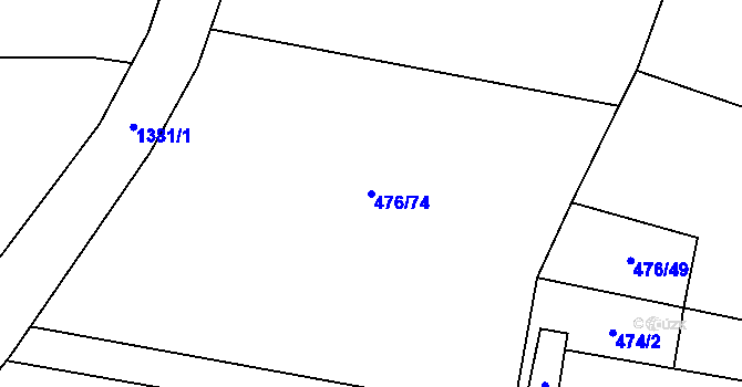 Parcela st. 476/74 v KÚ Jiřice u Humpolce, Katastrální mapa