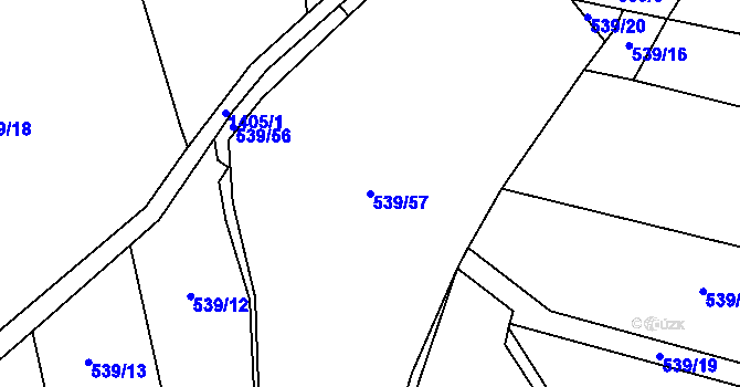 Parcela st. 539/57 v KÚ Jiřice u Humpolce, Katastrální mapa