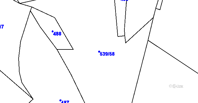 Parcela st. 539/58 v KÚ Jiřice u Humpolce, Katastrální mapa