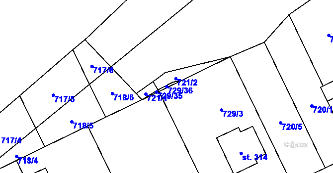 Parcela st. 729/36 v KÚ Jiřice u Humpolce, Katastrální mapa