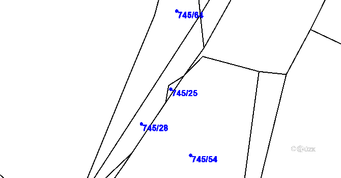 Parcela st. 745/25 v KÚ Jiřice u Humpolce, Katastrální mapa