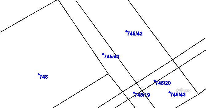 Parcela st. 745/40 v KÚ Jiřice u Humpolce, Katastrální mapa
