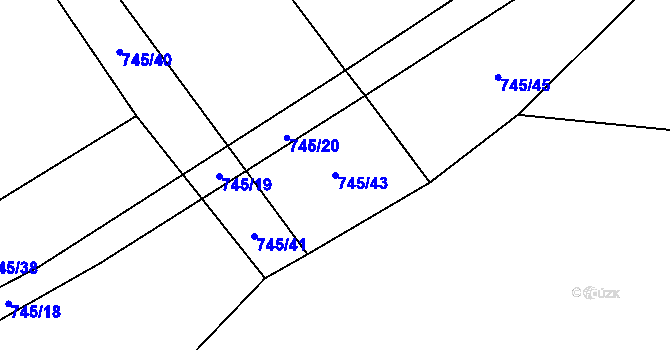 Parcela st. 745/43 v KÚ Jiřice u Humpolce, Katastrální mapa