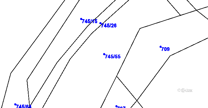 Parcela st. 745/55 v KÚ Jiřice u Humpolce, Katastrální mapa
