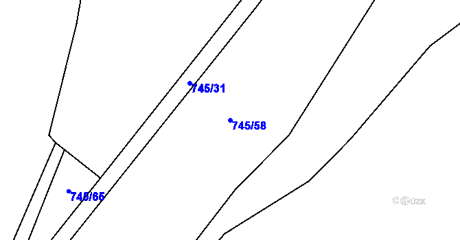 Parcela st. 745/58 v KÚ Jiřice u Humpolce, Katastrální mapa
