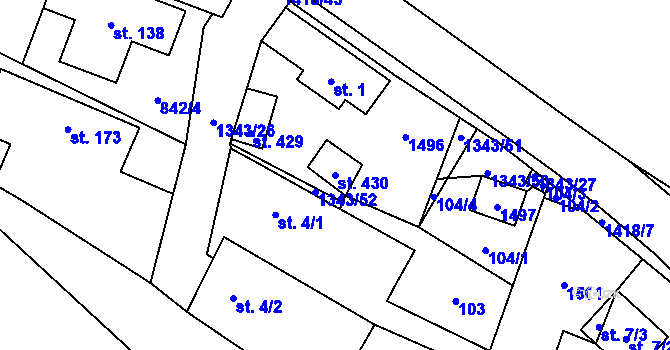 Parcela st. 430 v KÚ Jiřice u Humpolce, Katastrální mapa