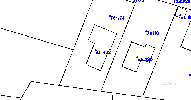 Parcela st. 432 v KÚ Jiřice u Humpolce, Katastrální mapa