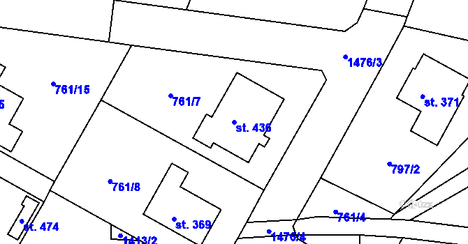 Parcela st. 436 v KÚ Jiřice u Humpolce, Katastrální mapa