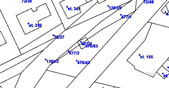 Parcela st. 476/83 v KÚ Jiřice u Humpolce, Katastrální mapa