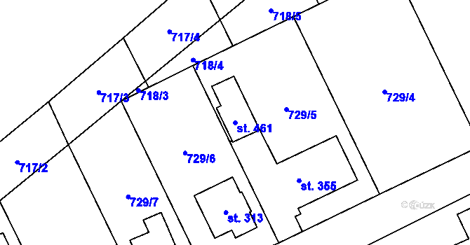 Parcela st. 461 v KÚ Jiřice u Humpolce, Katastrální mapa