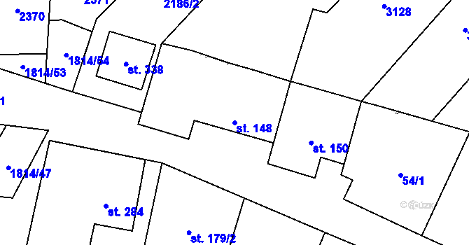 Parcela st. 148 v KÚ Jiřice u Miroslavi, Katastrální mapa
