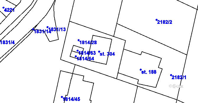 Parcela st. 304 v KÚ Jiřice u Miroslavi, Katastrální mapa
