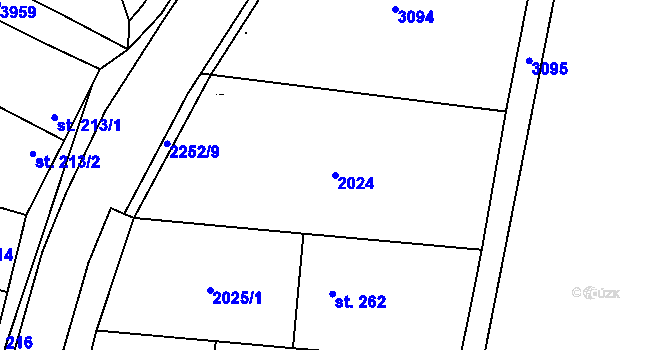 Parcela st. 2024 v KÚ Jiřice u Miroslavi, Katastrální mapa