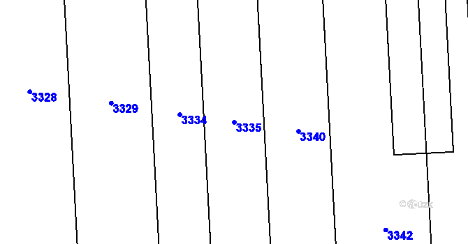Parcela st. 3335 v KÚ Jiřice u Miroslavi, Katastrální mapa