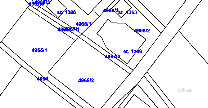 Parcela st. 4967/2 v KÚ Filipov u Jiříkova, Katastrální mapa