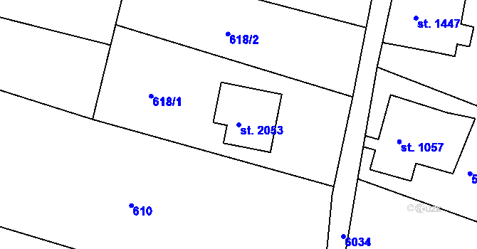 Parcela st. 2053 v KÚ Jiříkov, Katastrální mapa