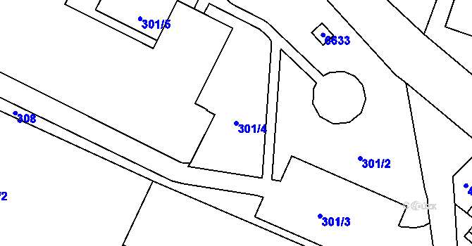 Parcela st. 301/4 v KÚ Jiříkov, Katastrální mapa