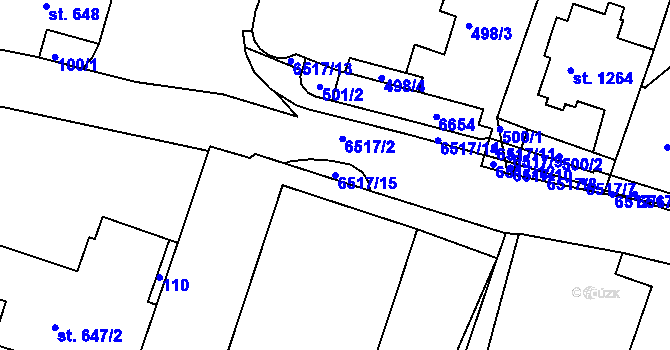 Parcela st. 6517/15 v KÚ Jiříkov, Katastrální mapa