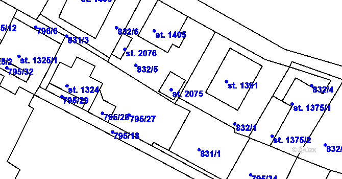 Parcela st. 2075 v KÚ Jiříkov, Katastrální mapa