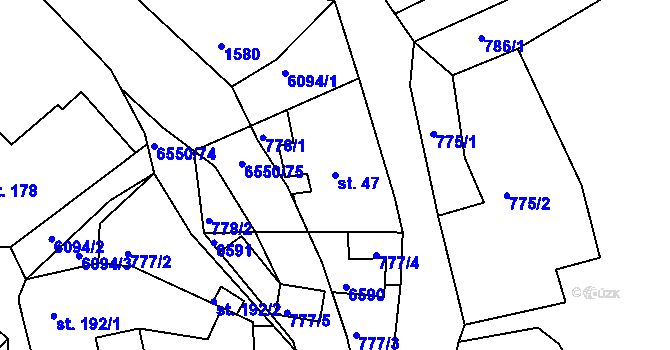 Parcela st. 47 v KÚ Jiříkov, Katastrální mapa