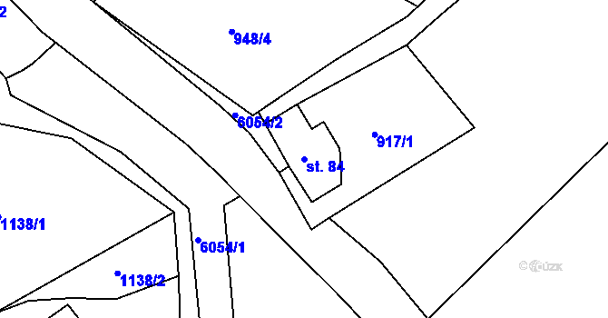 Parcela st. 84 v KÚ Jiříkov, Katastrální mapa