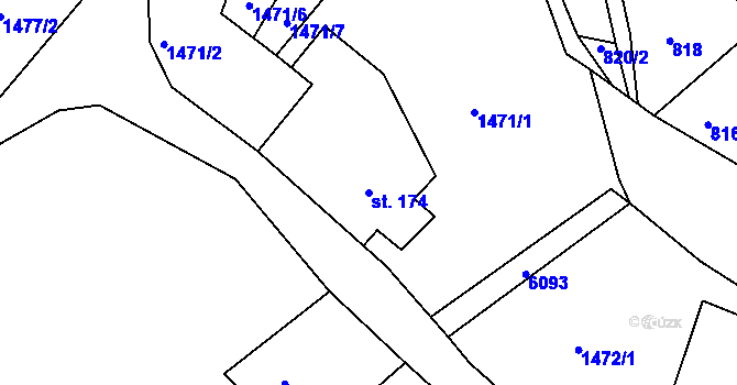 Parcela st. 174 v KÚ Jiříkov, Katastrální mapa