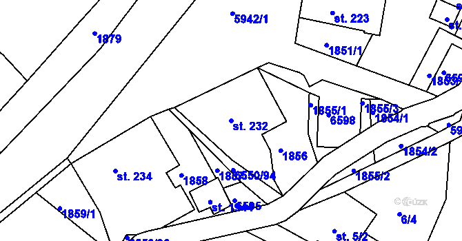 Parcela st. 232 v KÚ Jiříkov, Katastrální mapa