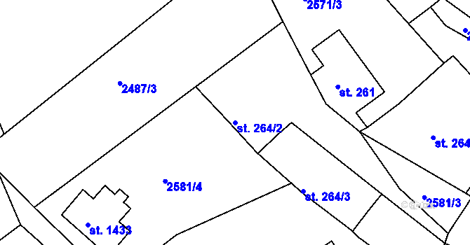 Parcela st. 264/2 v KÚ Jiříkov, Katastrální mapa