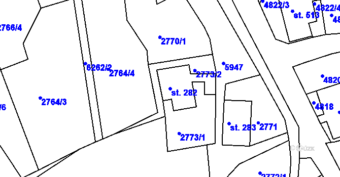 Parcela st. 282 v KÚ Jiříkov, Katastrální mapa