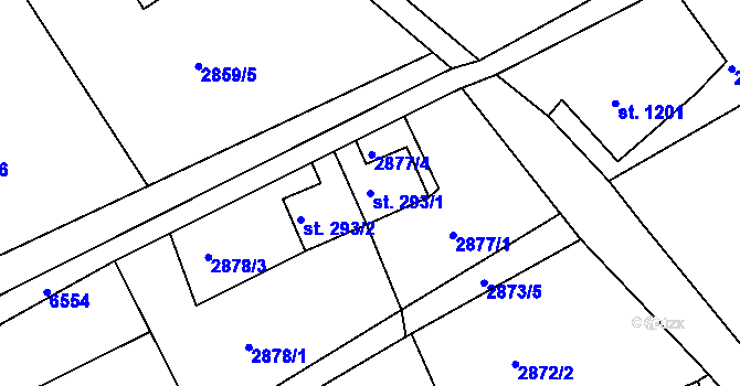 Parcela st. 293/1 v KÚ Jiříkov, Katastrální mapa