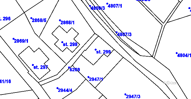 Parcela st. 299 v KÚ Jiříkov, Katastrální mapa