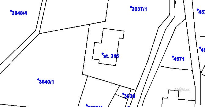 Parcela st. 316 v KÚ Jiříkov, Katastrální mapa