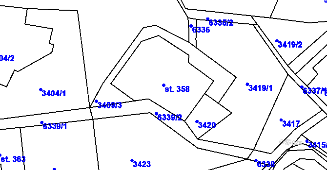 Parcela st. 358 v KÚ Jiříkov, Katastrální mapa