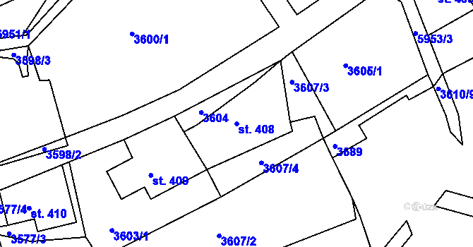 Parcela st. 408 v KÚ Jiříkov, Katastrální mapa