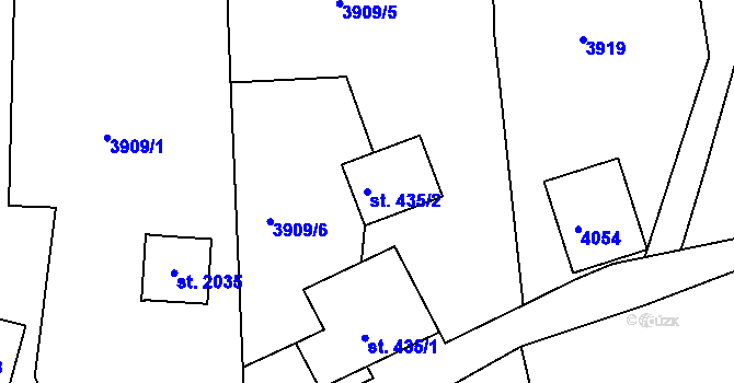 Parcela st. 435/2 v KÚ Jiříkov, Katastrální mapa