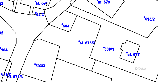 Parcela st. 676/2 v KÚ Jiříkov, Katastrální mapa