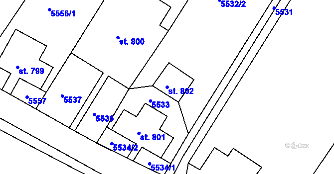 Parcela st. 802 v KÚ Jiříkov, Katastrální mapa
