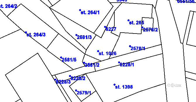 Parcela st. 1026 v KÚ Jiříkov, Katastrální mapa