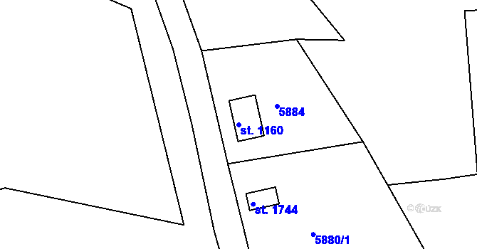 Parcela st. 1160 v KÚ Jiříkov, Katastrální mapa