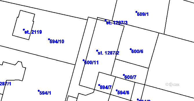 Parcela st. 1287/2 v KÚ Jiříkov, Katastrální mapa