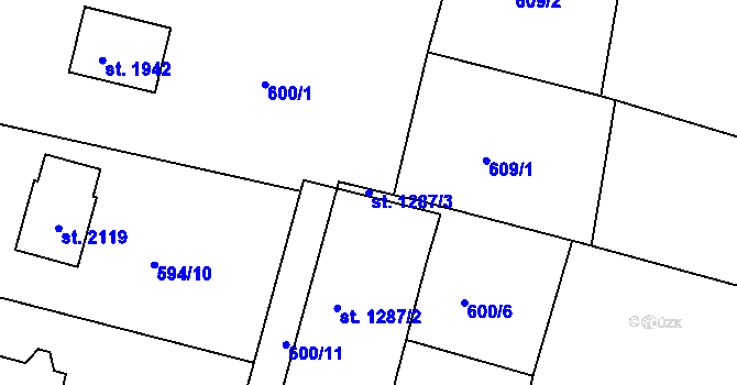 Parcela st. 1287/3 v KÚ Jiříkov, Katastrální mapa