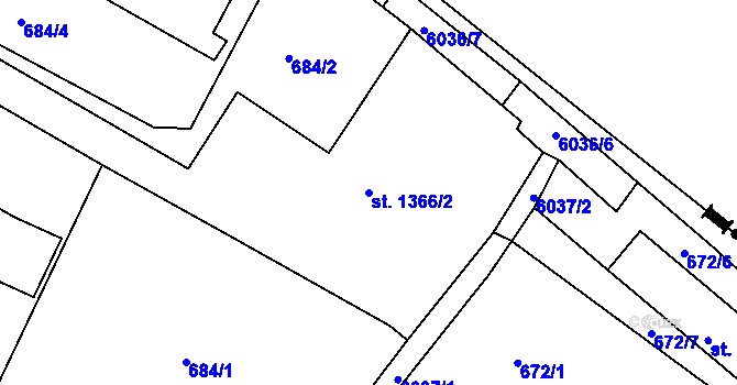 Parcela st. 1366/2 v KÚ Jiříkov, Katastrální mapa