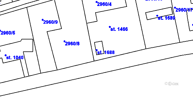 Parcela st. 1688 v KÚ Jiříkov, Katastrální mapa