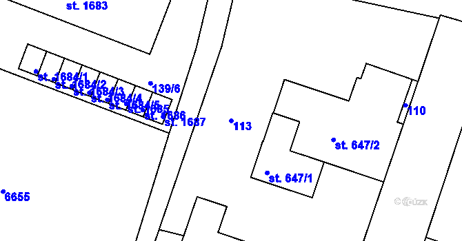 Parcela st. 113 v KÚ Jiříkov, Katastrální mapa